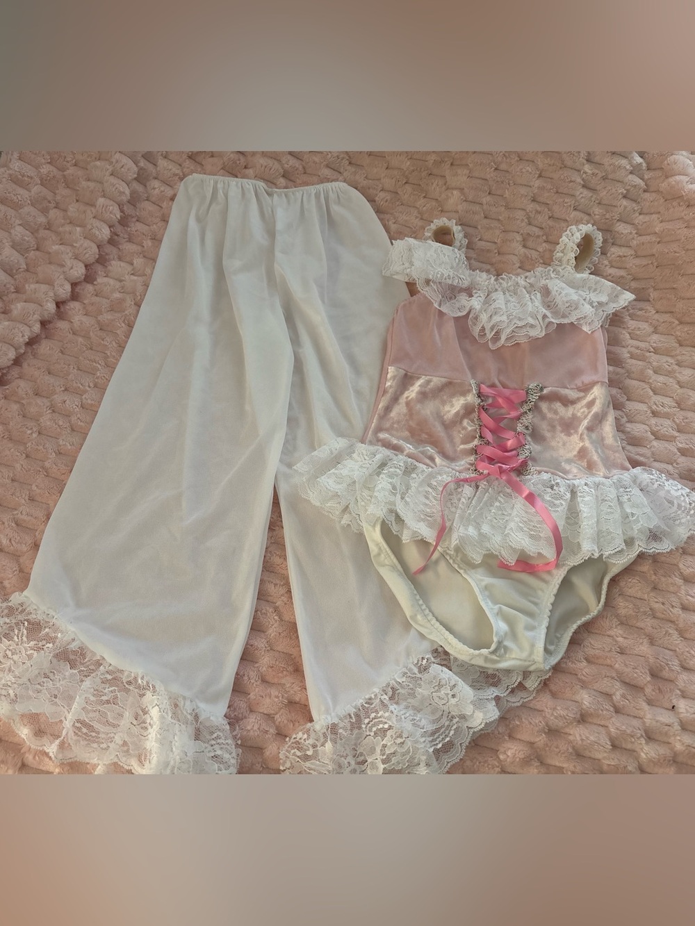Dance costume: light pink one piece with bloomers